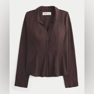 Hollister Brown Button-Up Women's Top!